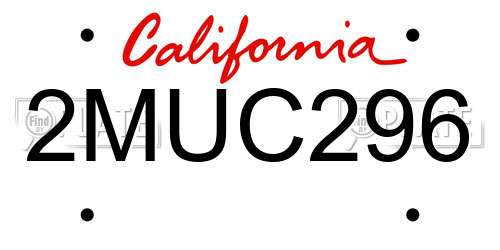 2MUC296 California License Plate