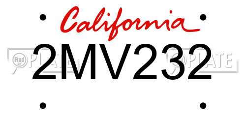 2MV232 California License Plate