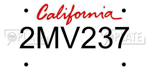 2MV237 California License Plate