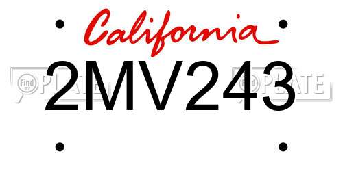 2MV243 California License Plate