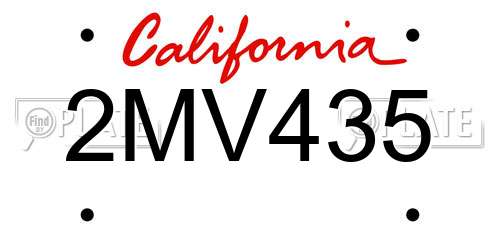 2MV435 California License Plate