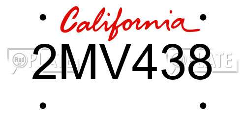 2MV438 California License Plate
