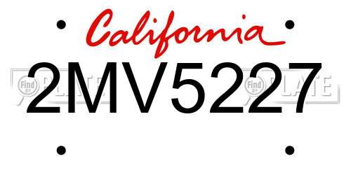 2MV5227 California License Plate