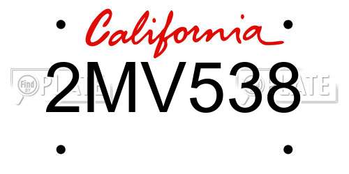 2MV538 California License Plate