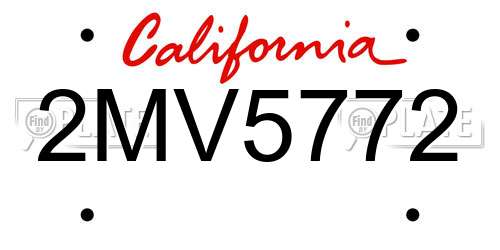 2MV5772 California License Plate