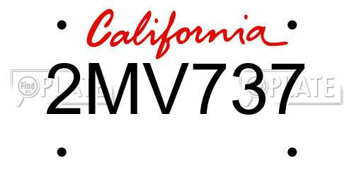 2MV737 California License Plate