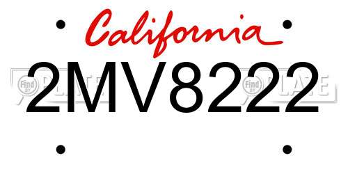 2MV8222 California License Plate