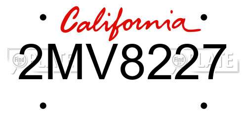 2MV8227 California License Plate