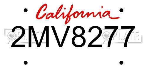 2MV8277 California License Plate