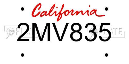 2MV835 California License Plate