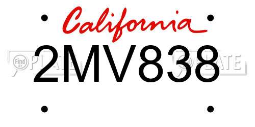 2MV838 California License Plate
