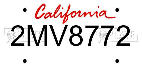 2MV8772 California License Plate