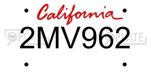2MV962 California License Plate