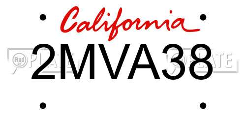 2MVA38 California License Plate