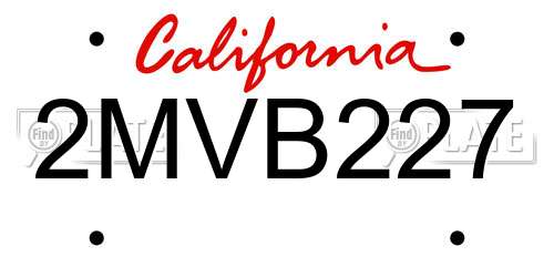 2MVB227 California License Plate