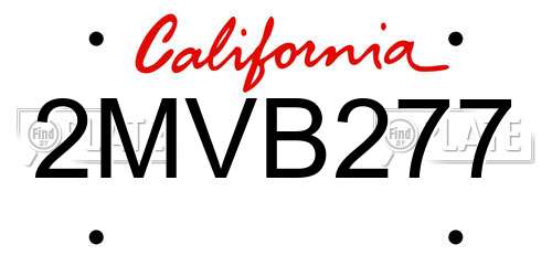 2MVB277 California License Plate