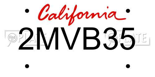 2MVB35 California License Plate