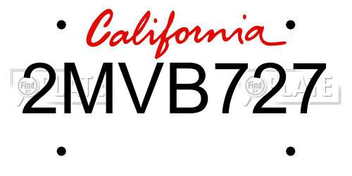 2MVB727 California License Plate