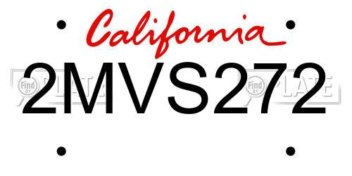 2MVS272 California License Plate
