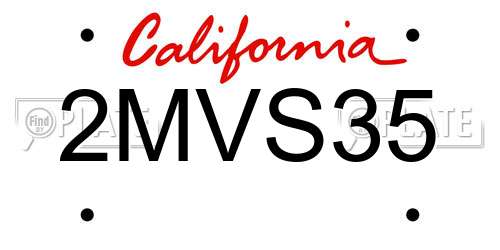 2MVS35 California License Plate