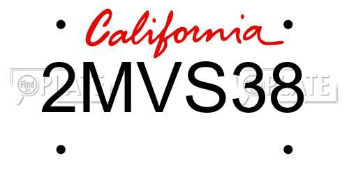 2MVS38 California License Plate