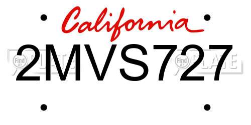 2MVS727 California License Plate
