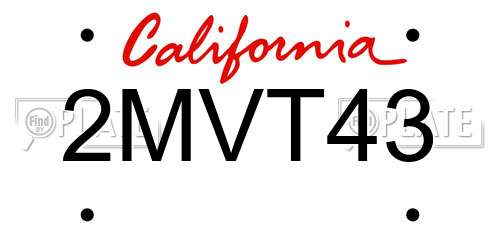 2MVT43 California License Plate