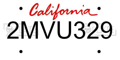2MVU329 California License Plate