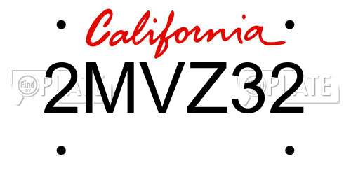 2MVZ32 California License Plate