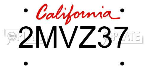 2MVZ37 California License Plate