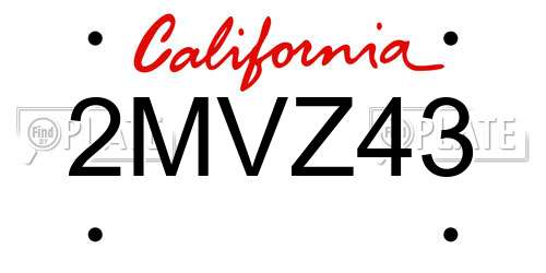 2MVZ43 California License Plate