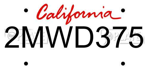 2MWD375 California License Plate