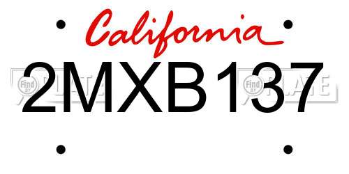 2MXB137 California License Plate