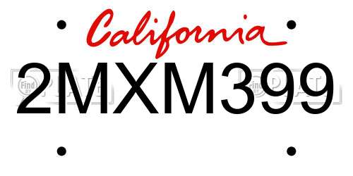 2MXM399 California License Plate