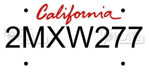 2MXW277 California License Plate