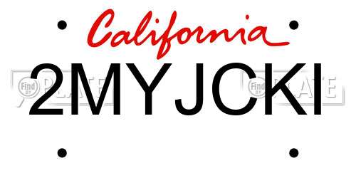 2MYJCKI California License Plate