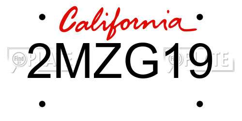 2MZG19 California License Plate