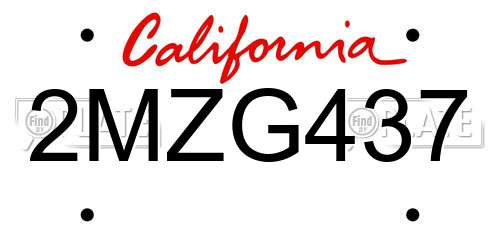 2MZG437 California License Plate