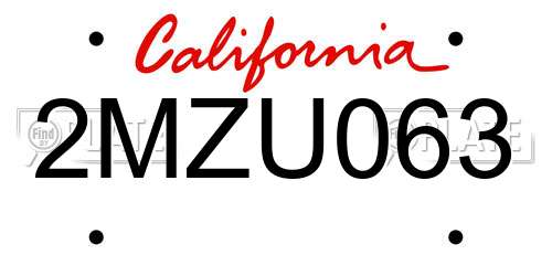 2MZU063 California License Plate