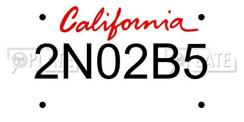 2N02B5 California License Plate