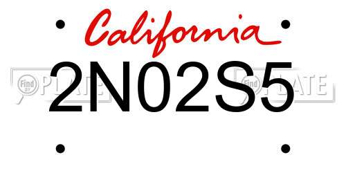 2N02S5 California License Plate