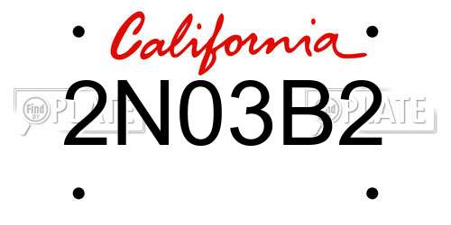 2N03B2 California License Plate