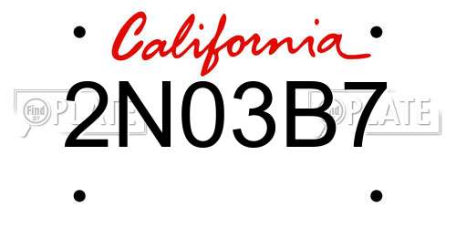 2N03B7 California License Plate