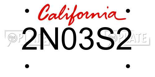 2N03S2 California License Plate