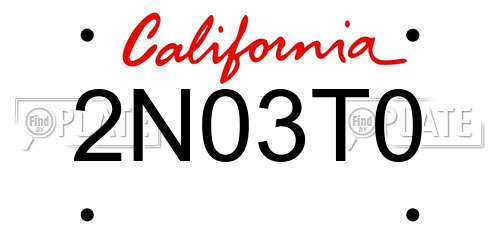 2N03T0 California License Plate