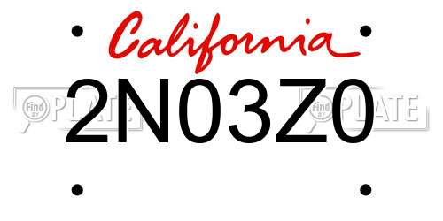 2N03Z0 California License Plate