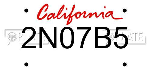 2N07B5 California License Plate