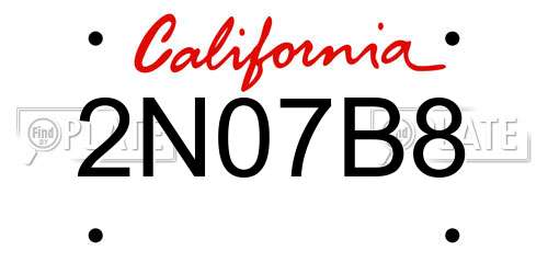 2N07B8 California License Plate
