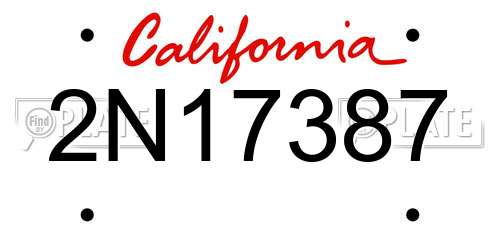 2N17387 California License Plate