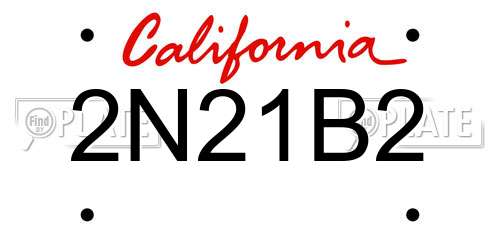 2N21B2 California License Plate
